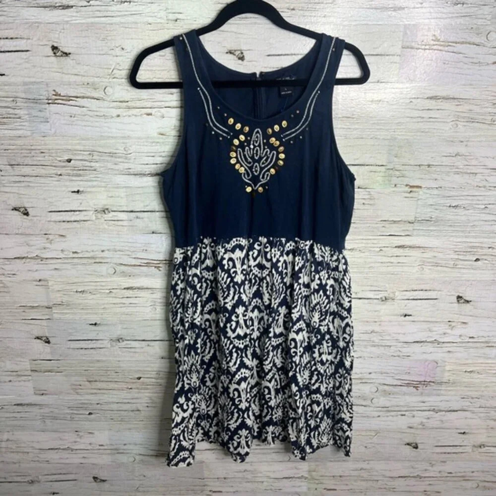 Lucky brand blue white  dress size large